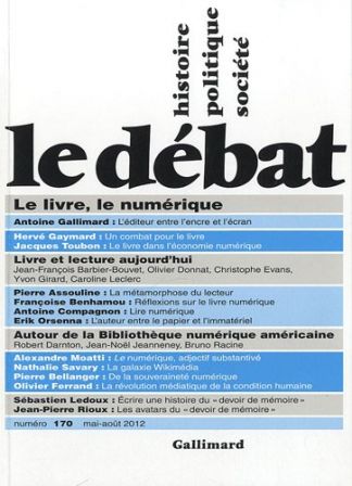 Revue Le Débat Le Livre Le Numérique